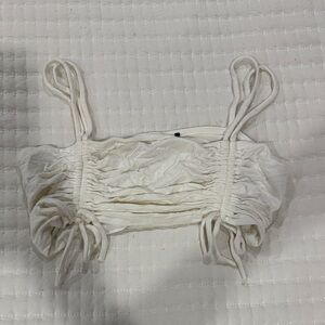 White Ruched Crop Top